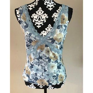 I.N.C. Lace Blue Floral Tank M